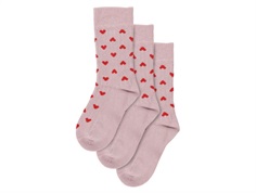 Minipop socks pink with red hearts bamboo (3-pack)